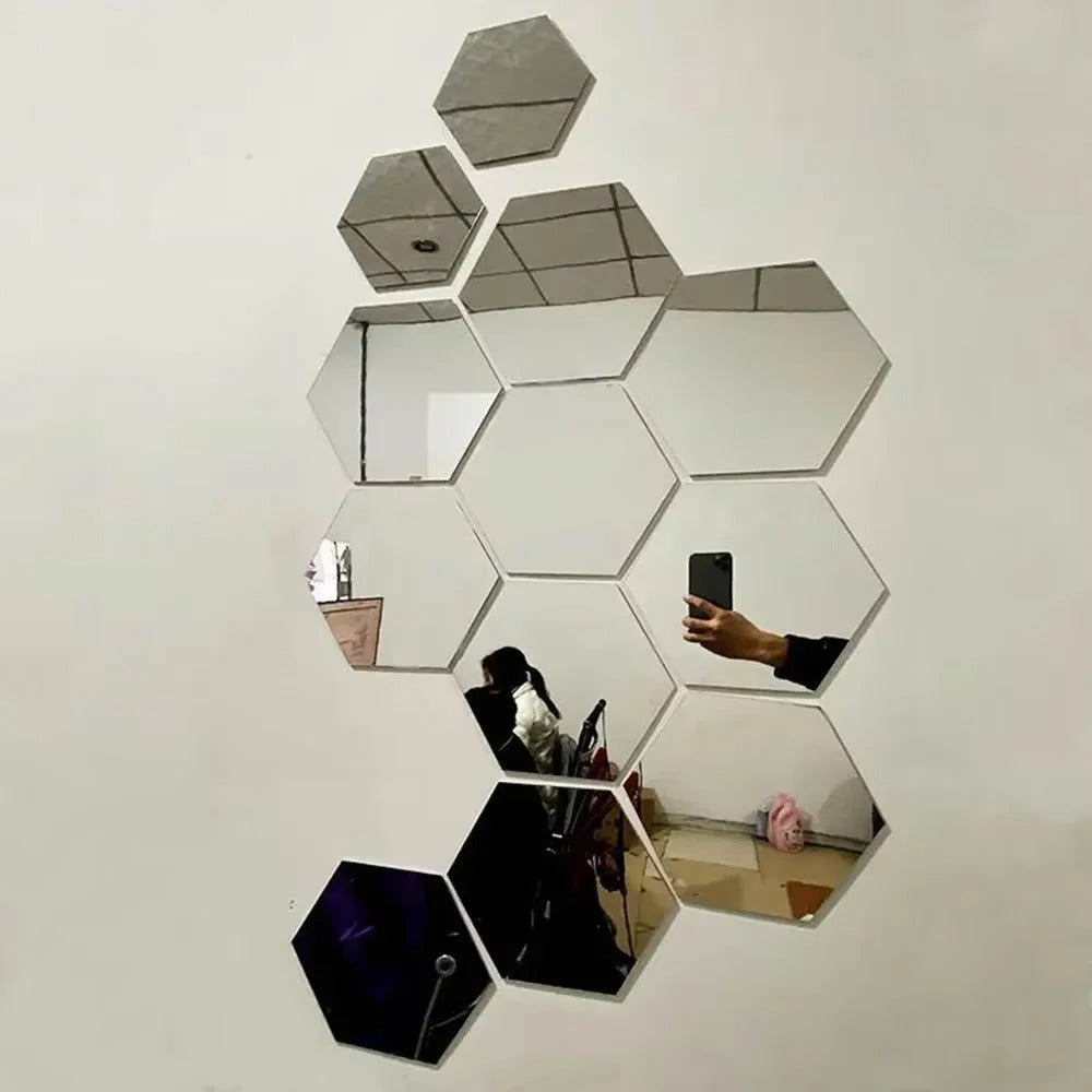 Hexagon Acrylic 3D Mirror Wall Sticker