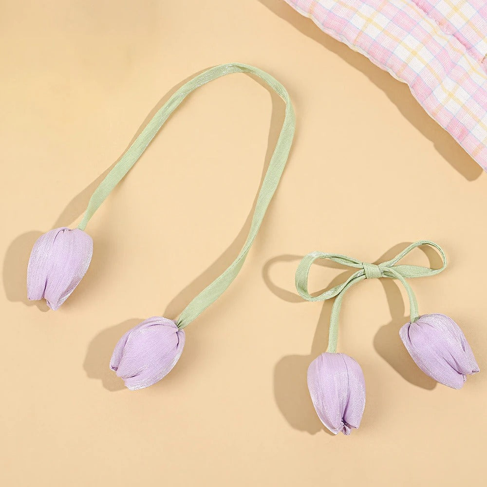 Sweet Tulip Bow Flowers Cake Decoration