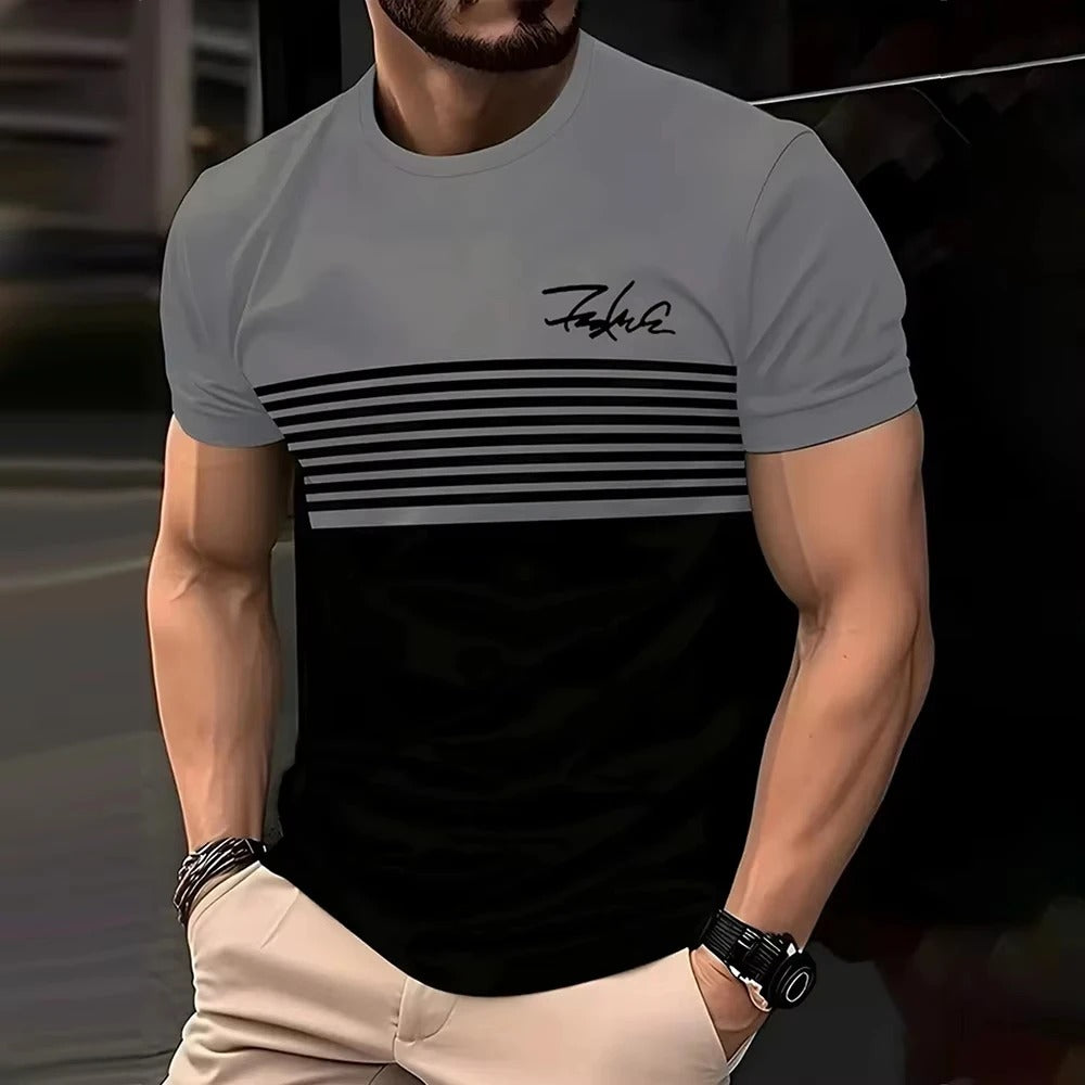 Fashion striped Print Short Sleeve T-shirt 2025