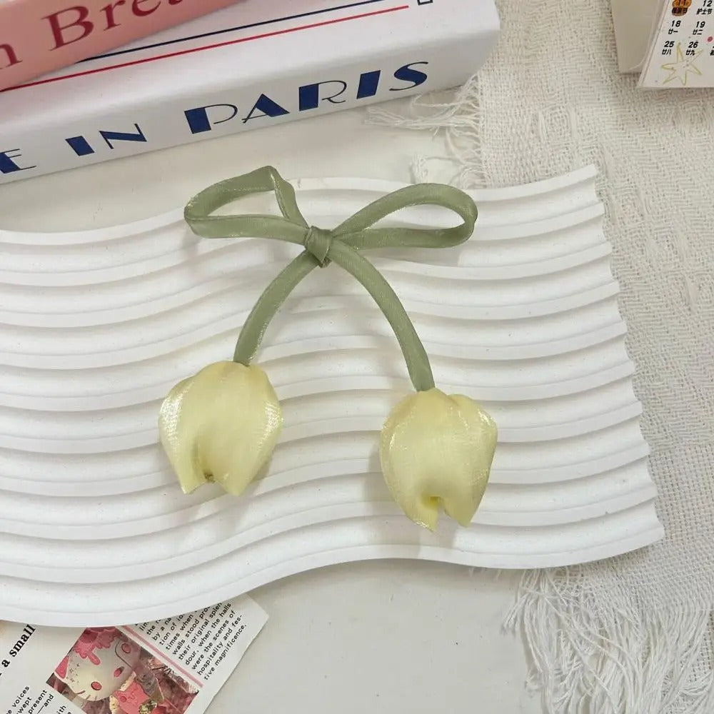 Sweet Tulip Bow Flowers Cake Decoration