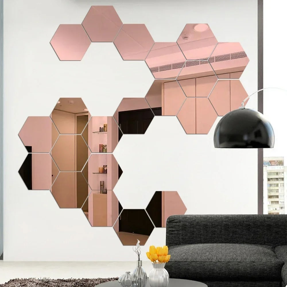 Hexagon Acrylic 3D Mirror Wall Sticker