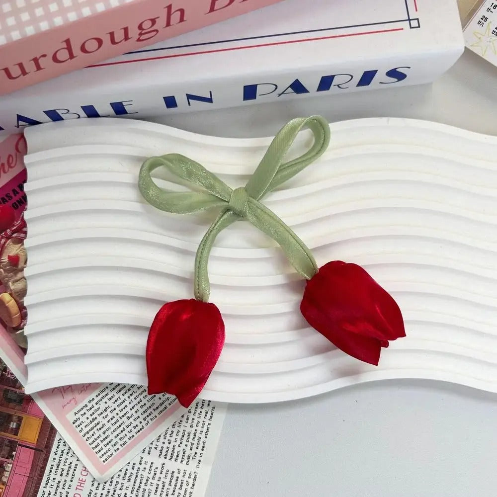 Sweet Tulip Bow Flowers Cake Decoration