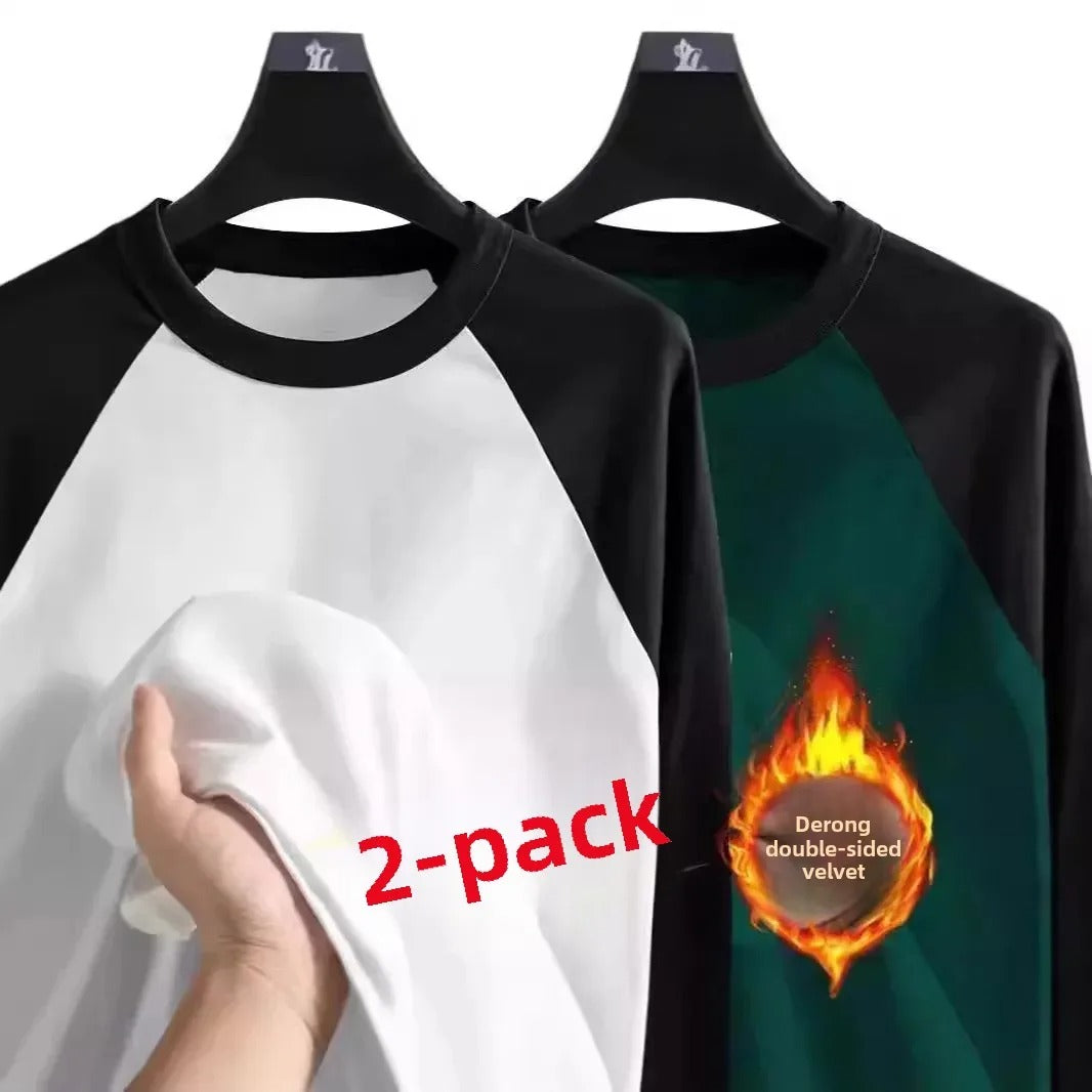 Men's  Long Sleeve Inner Fleece Base T-shirt