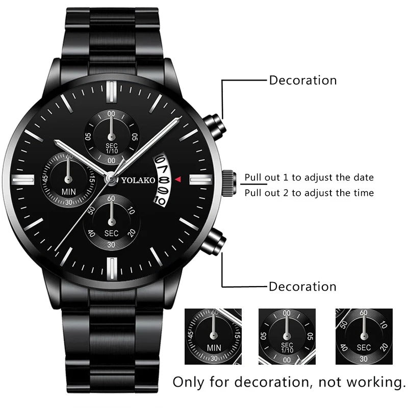 Luxury Men Stainless Steel  Wristwatch
