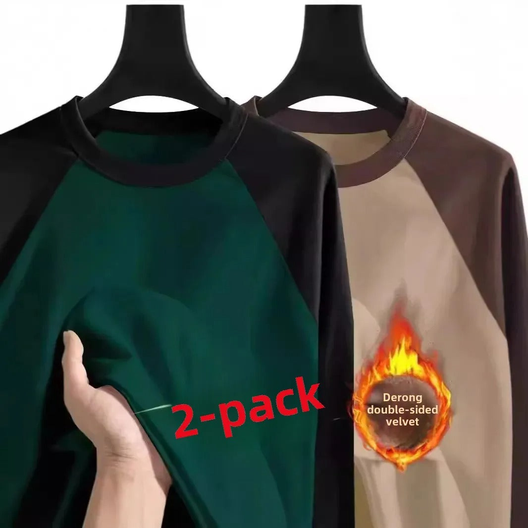 Men's  Long Sleeve Inner Fleece Base T-shirt