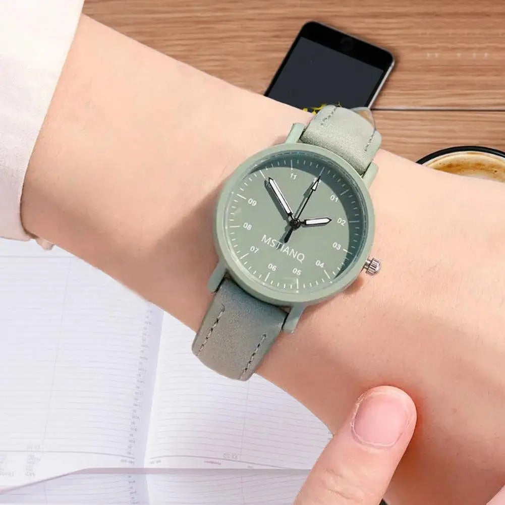 Simulated Watch for Women Leather Strap