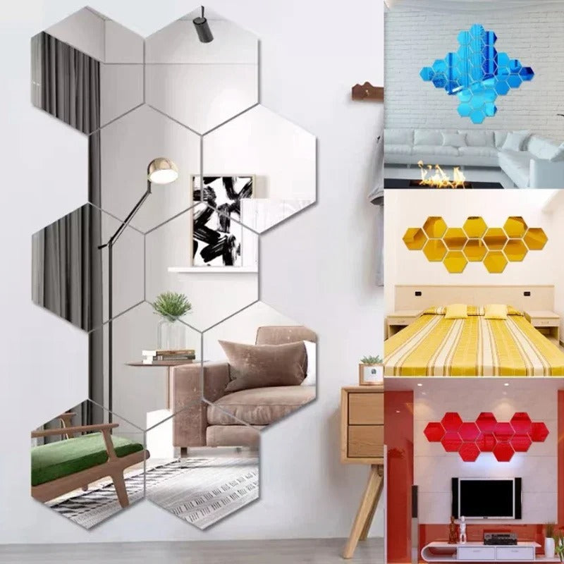 Hexagon Acrylic 3D Mirror Wall Sticker
