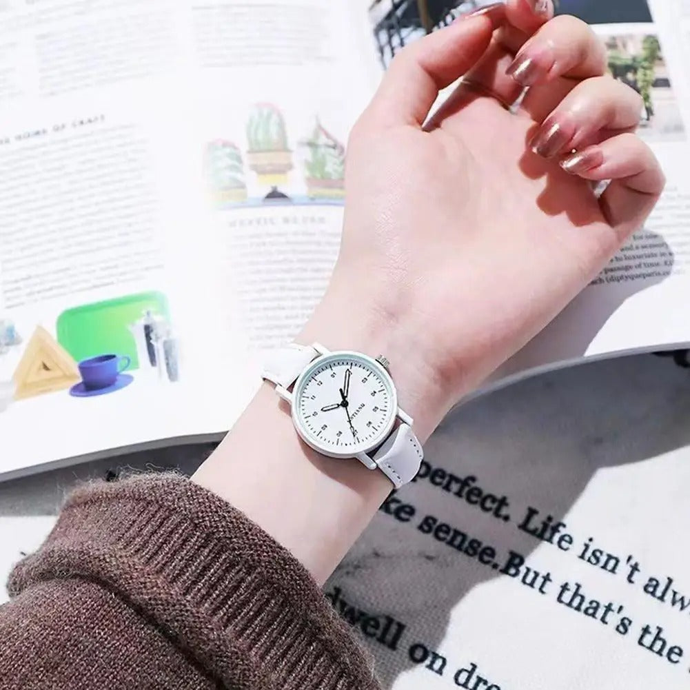 Simulated Watch for Women Leather Strap