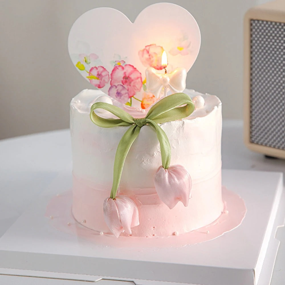Sweet Tulip Bow Flowers Cake Decoration