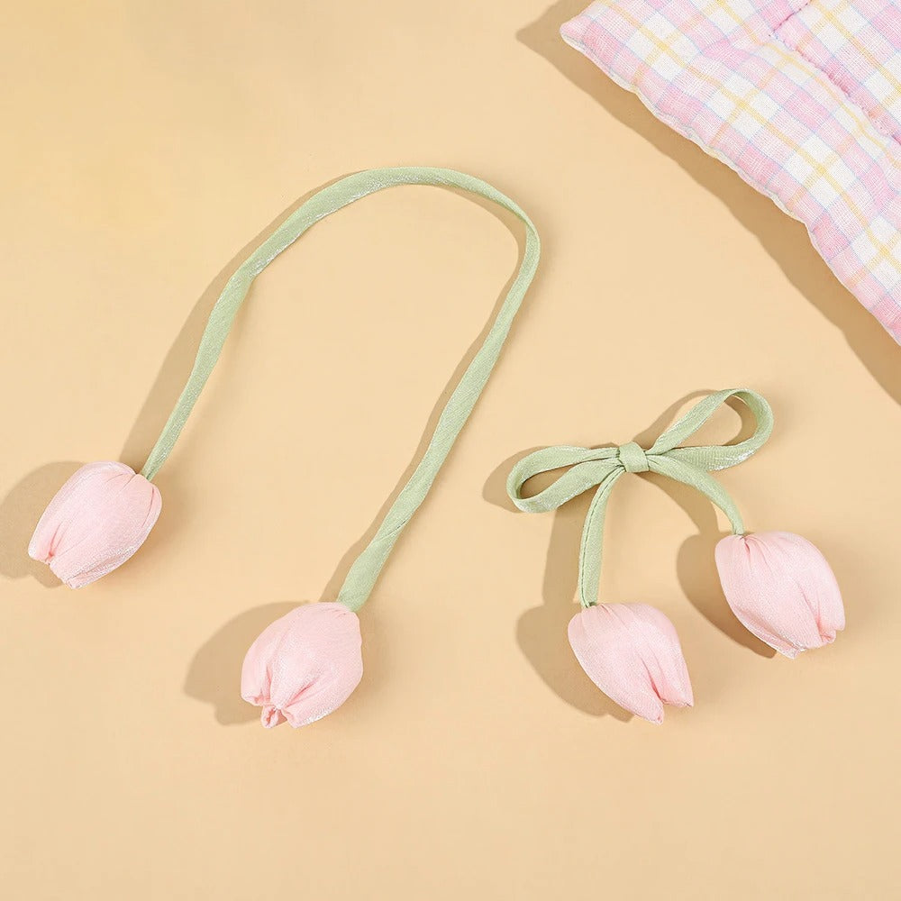 Sweet Tulip Bow Flowers Cake Decoration