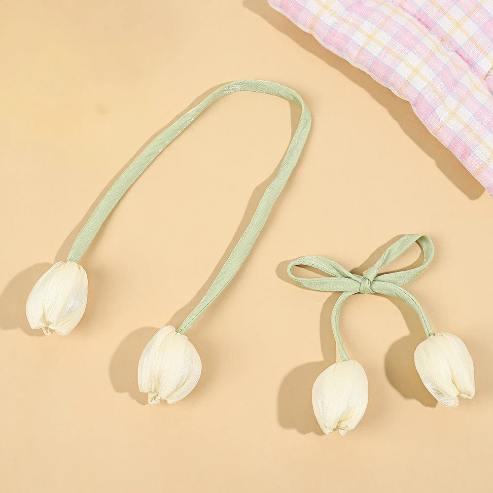 Sweet Tulip Bow Flowers Cake Decoration